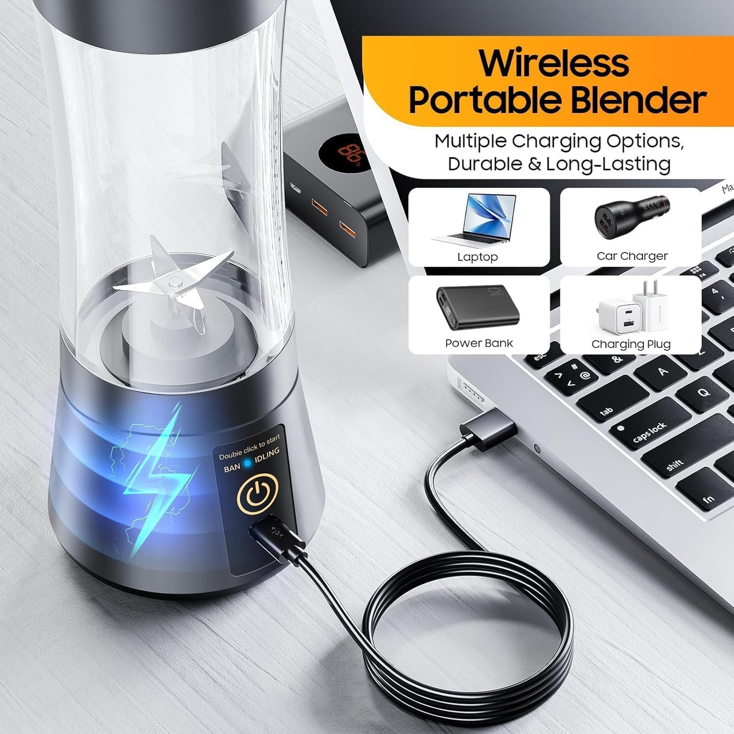 Portable Blender Electric Juicer USB Rechargeable Fruit Mixers Mini Personal Smoothie